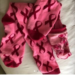 Calf high pink breast cancer ribbon socks